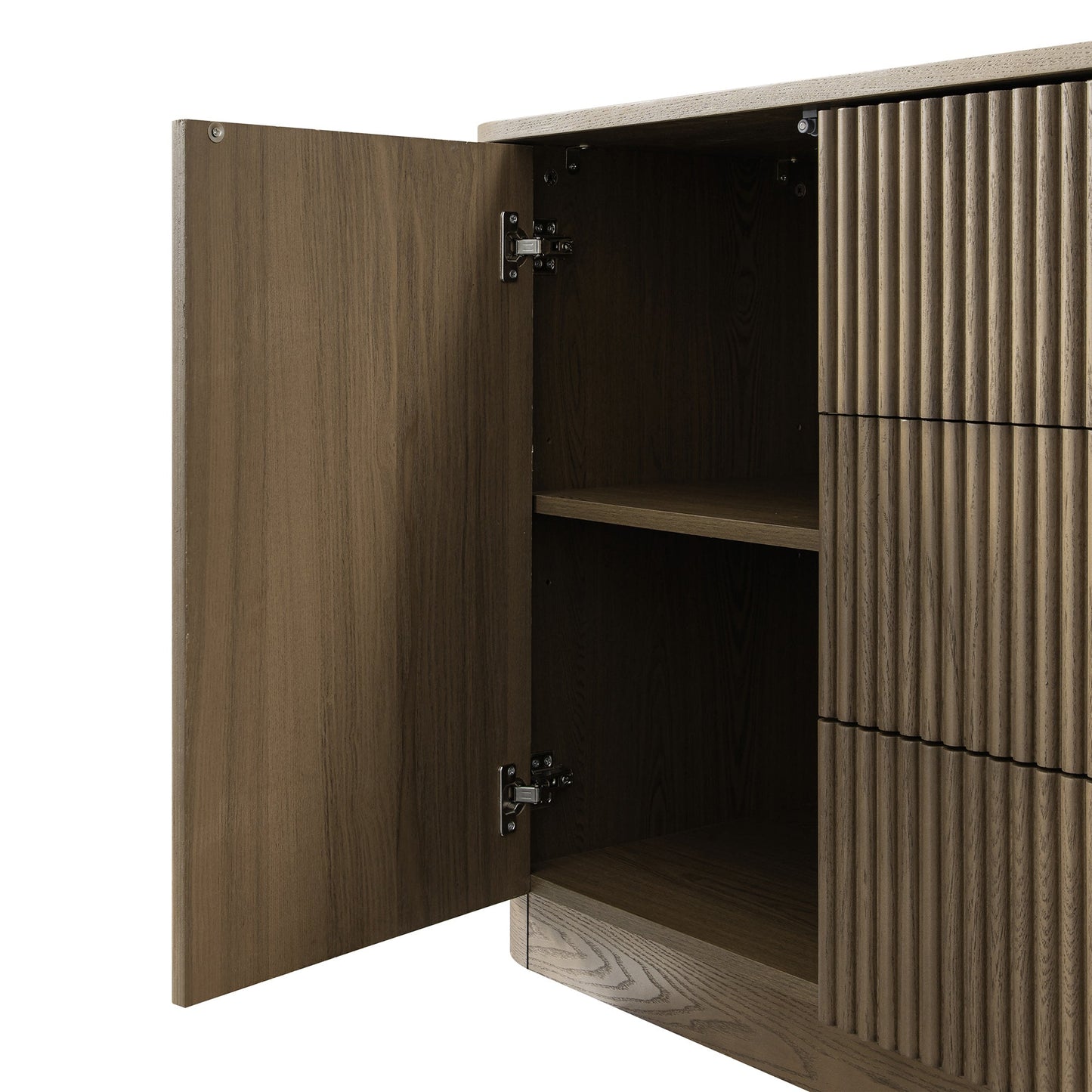 Grand buffet Maru à 2 portes et tiroirs, chêne argenté