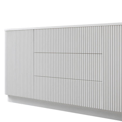 Grand buffet Maru à 2 portes et tiroirs, blanc délavé