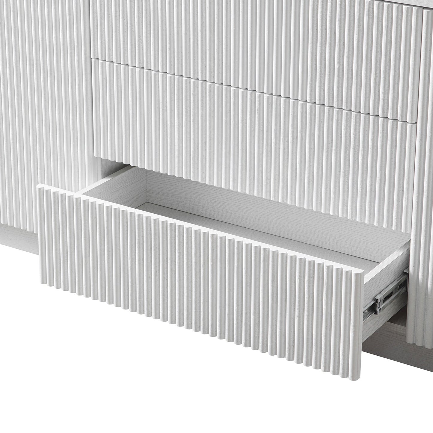 Grand buffet Maru à 2 portes et tiroirs, blanc délavé