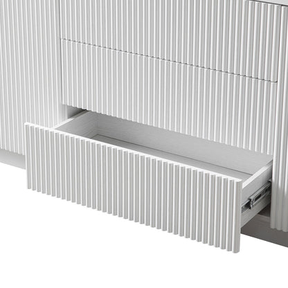 Grand buffet Maru à 2 portes et tiroirs, blanc délavé