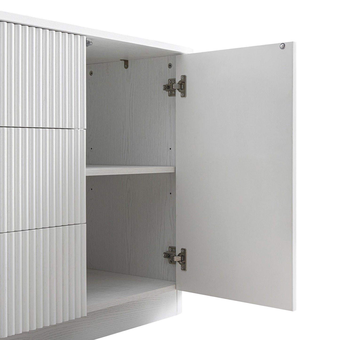 Grand buffet Maru à 2 portes et tiroirs, blanc délavé