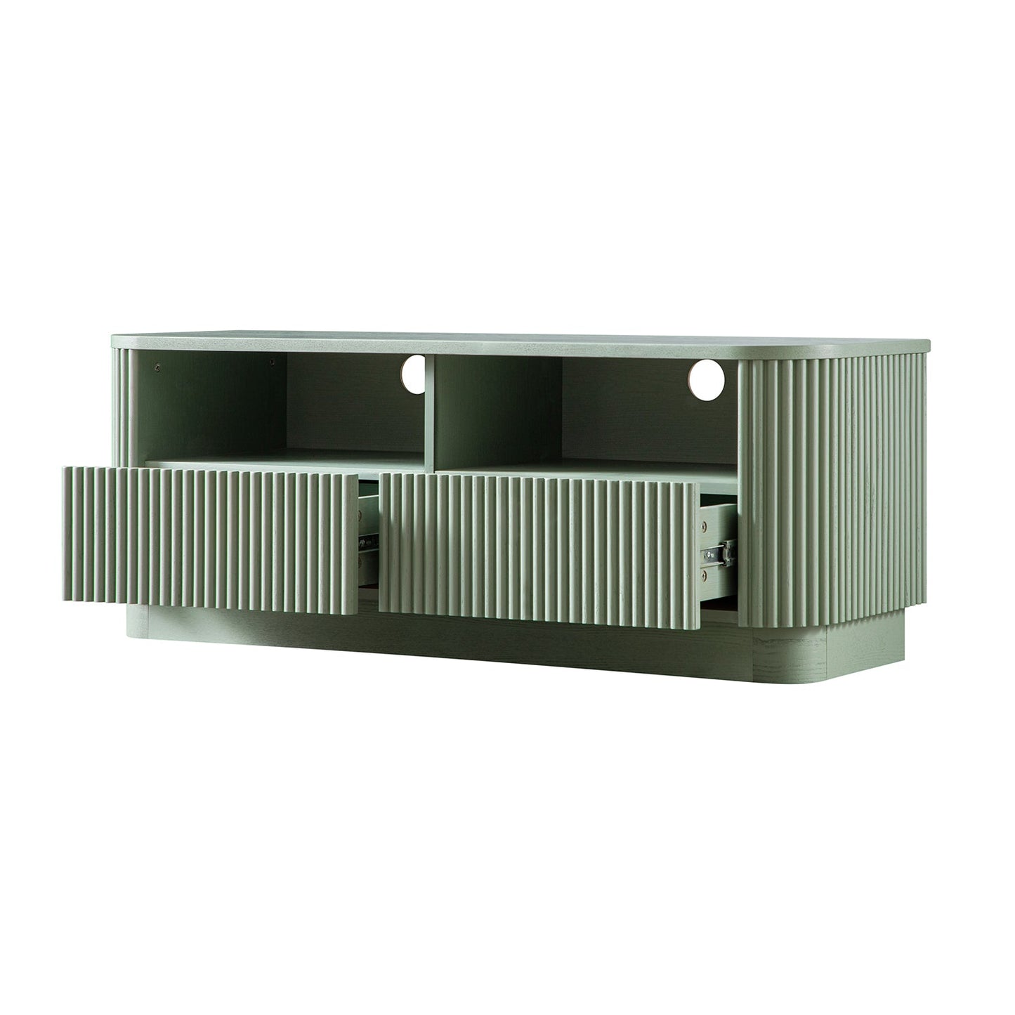 Meuble TV Maru 120 cm avec tiroirs, vert sauge