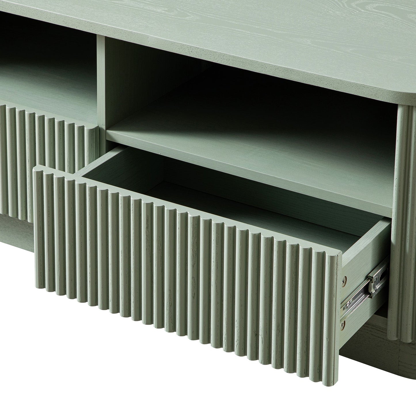 Meuble TV Maru 120 cm avec tiroirs, vert sauge