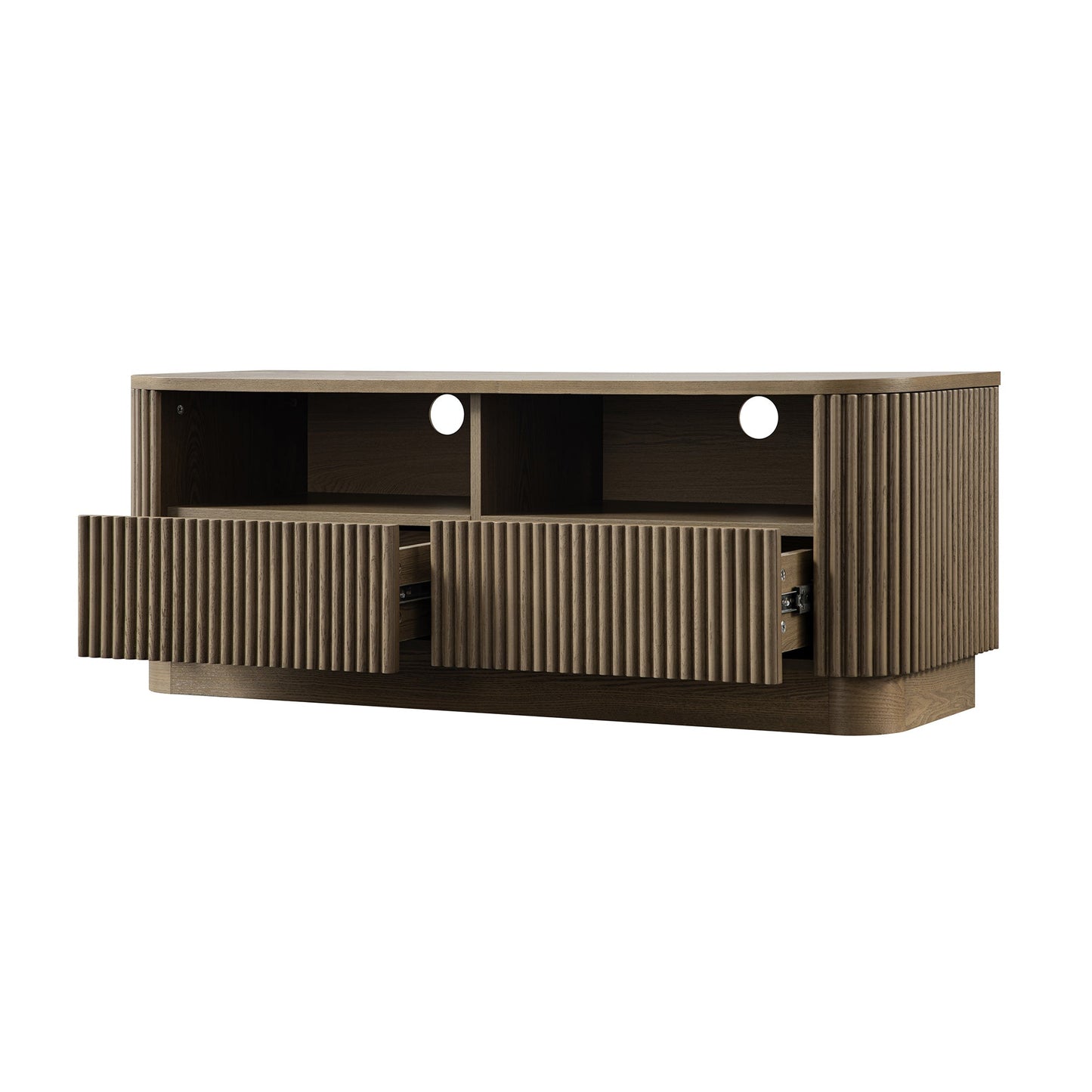 Meuble TV Maru 120 cm avec tiroirs, chêne argenté