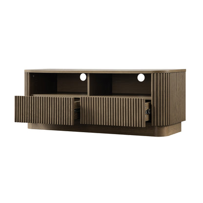 Meuble TV Maru 120 cm avec tiroirs, chêne argenté