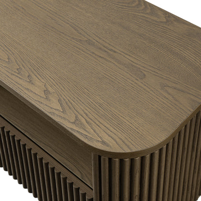 Meuble TV Maru 120 cm avec tiroirs, chêne argenté