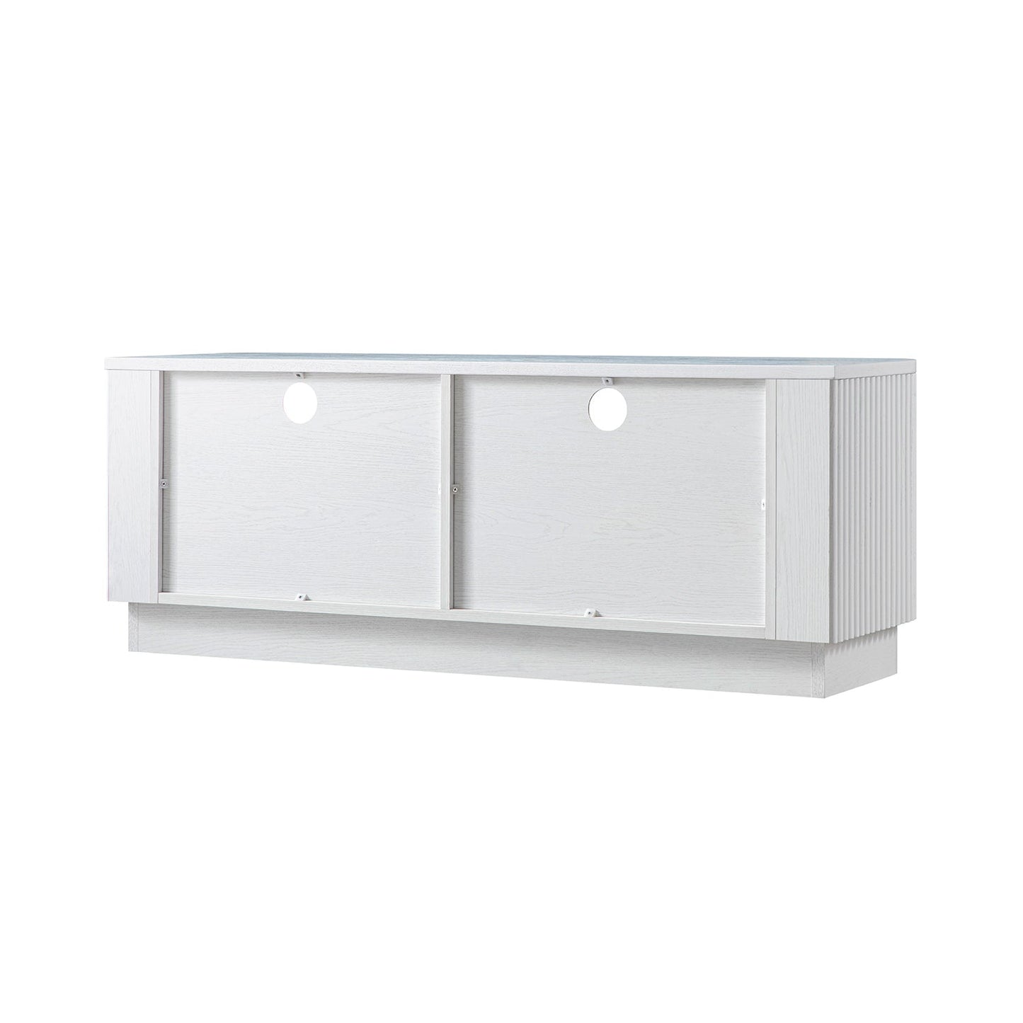 Meuble TV Maru 120 cm avec tiroirs, blanc délavé