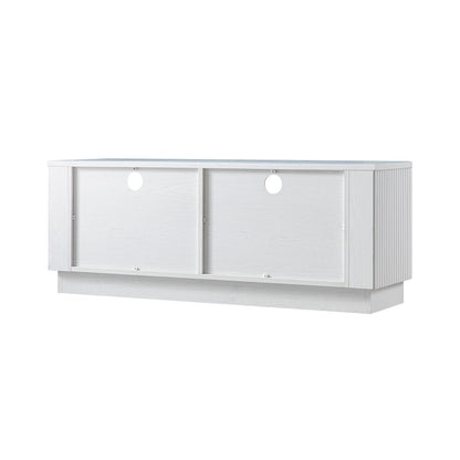 Meuble TV Maru 120 cm avec tiroirs, blanc délavé