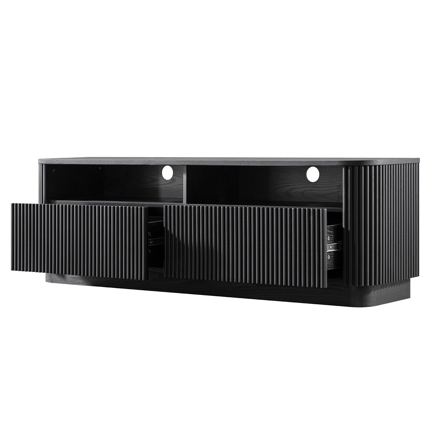 Meuble TV Maru 162 cm avec tiroirs, noir