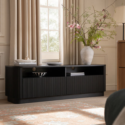 Meuble TV Maru 162 cm avec tiroirs, noir