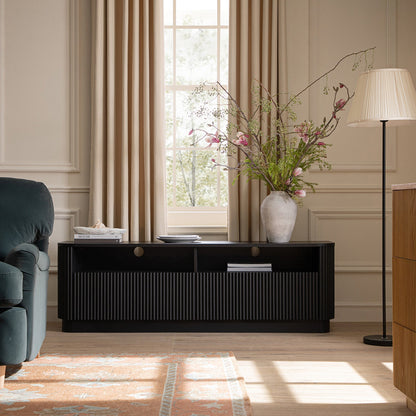 Meuble TV Maru 162 cm avec tiroirs, noir