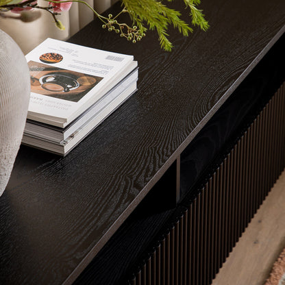 Meuble TV Maru 162 cm avec tiroirs, noir