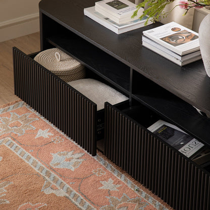 Meuble TV Maru 162 cm avec tiroirs, noir