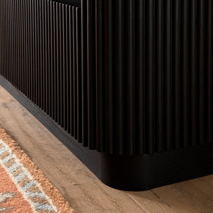 Meuble TV Maru 162 cm avec tiroirs, noir