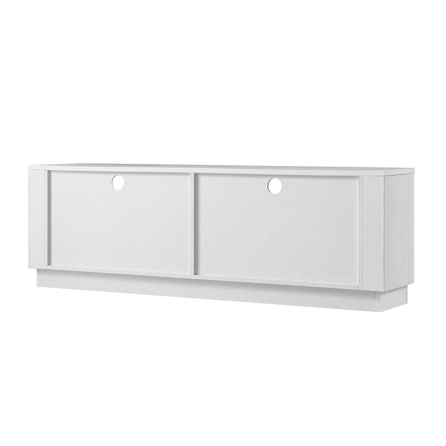 Meuble TV Maru 162 cm avec tiroirs, blanc délavé