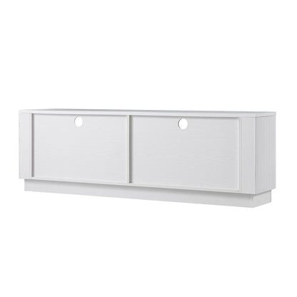 Meuble TV Maru 162 cm avec tiroirs, blanc délavé