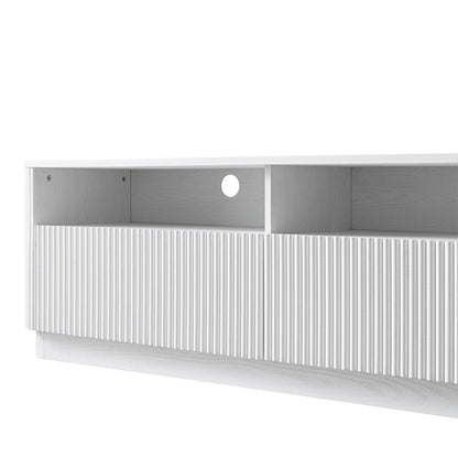 Meuble TV Maru 162 cm avec tiroirs, blanc délavé