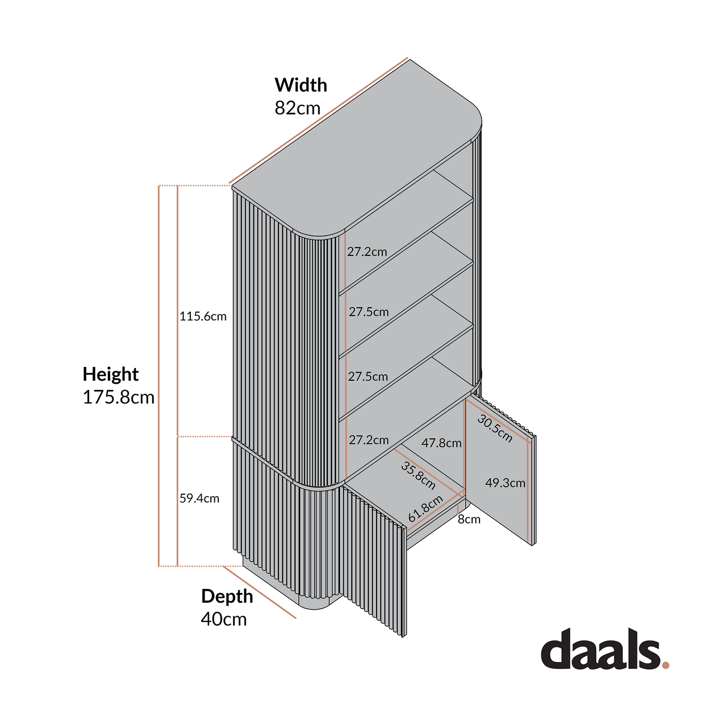 Bibliothèque Maru avec armoire, noire