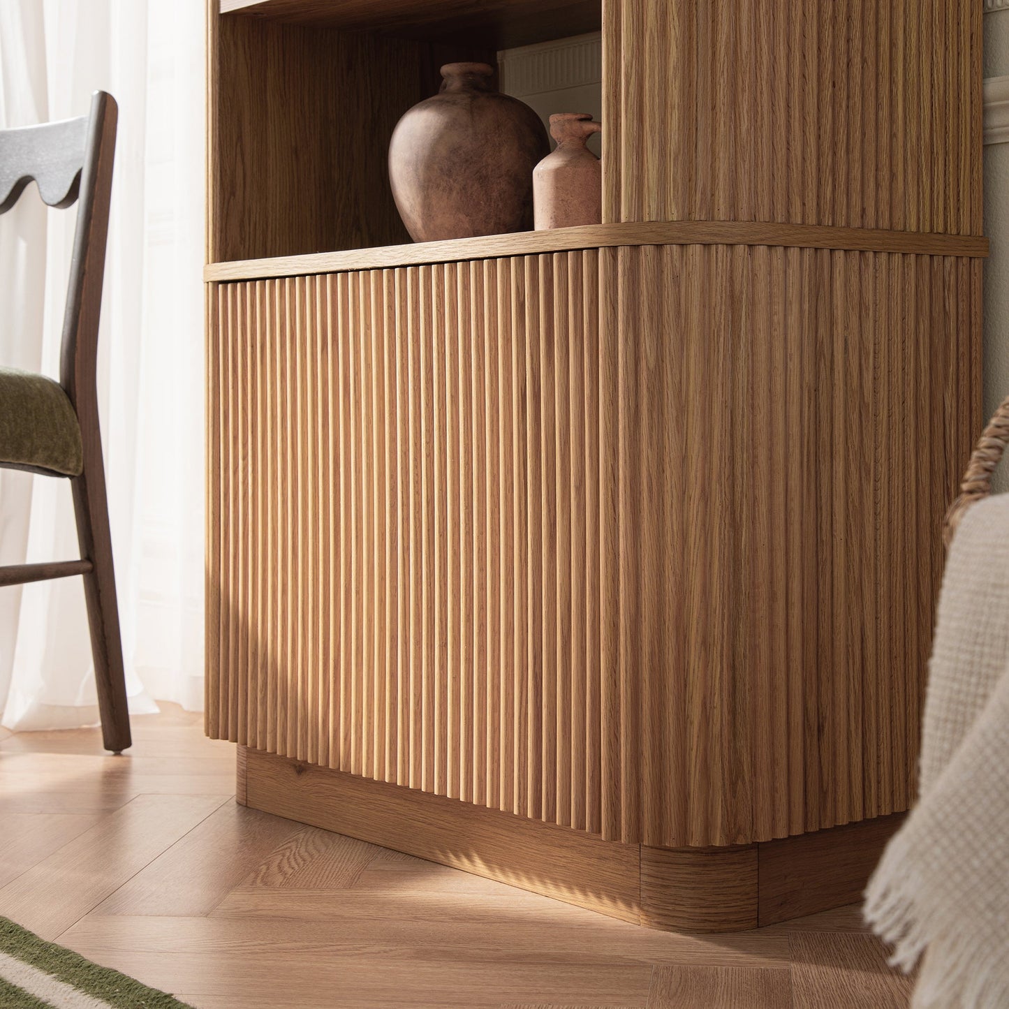 Bibliothèque Maru avec armoire, chêne