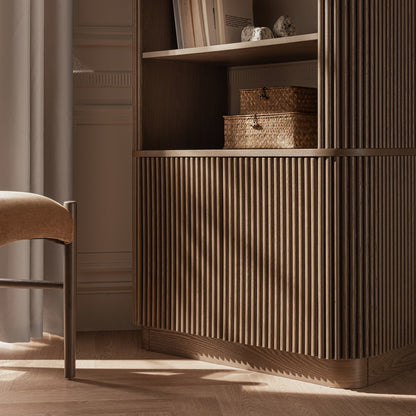 Bibliothèque Maru avec armoire, chêne argenté