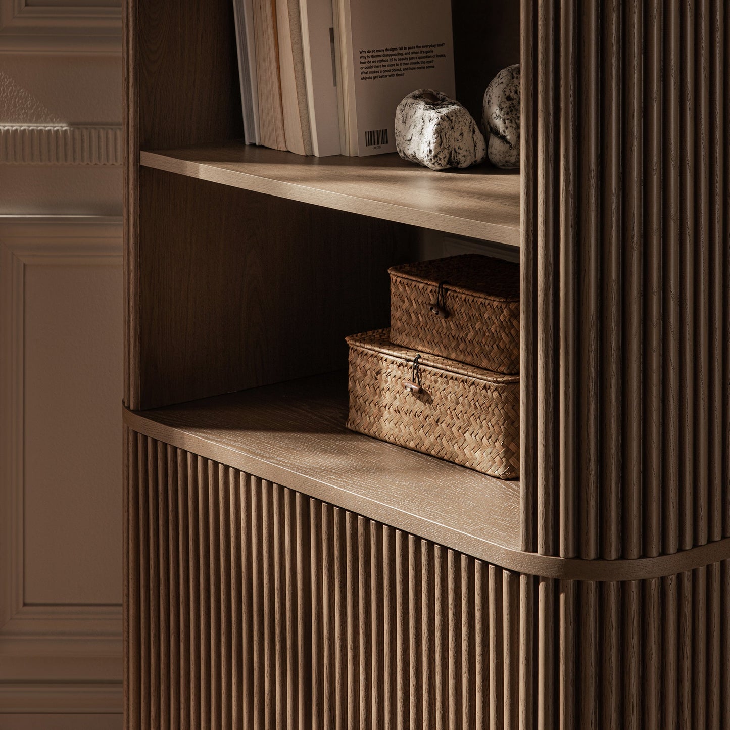 Bibliothèque Maru avec armoire, chêne argenté