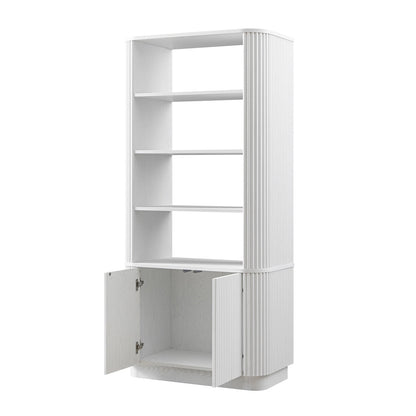 Bibliothèque Maru avec armoire, blanc délavé