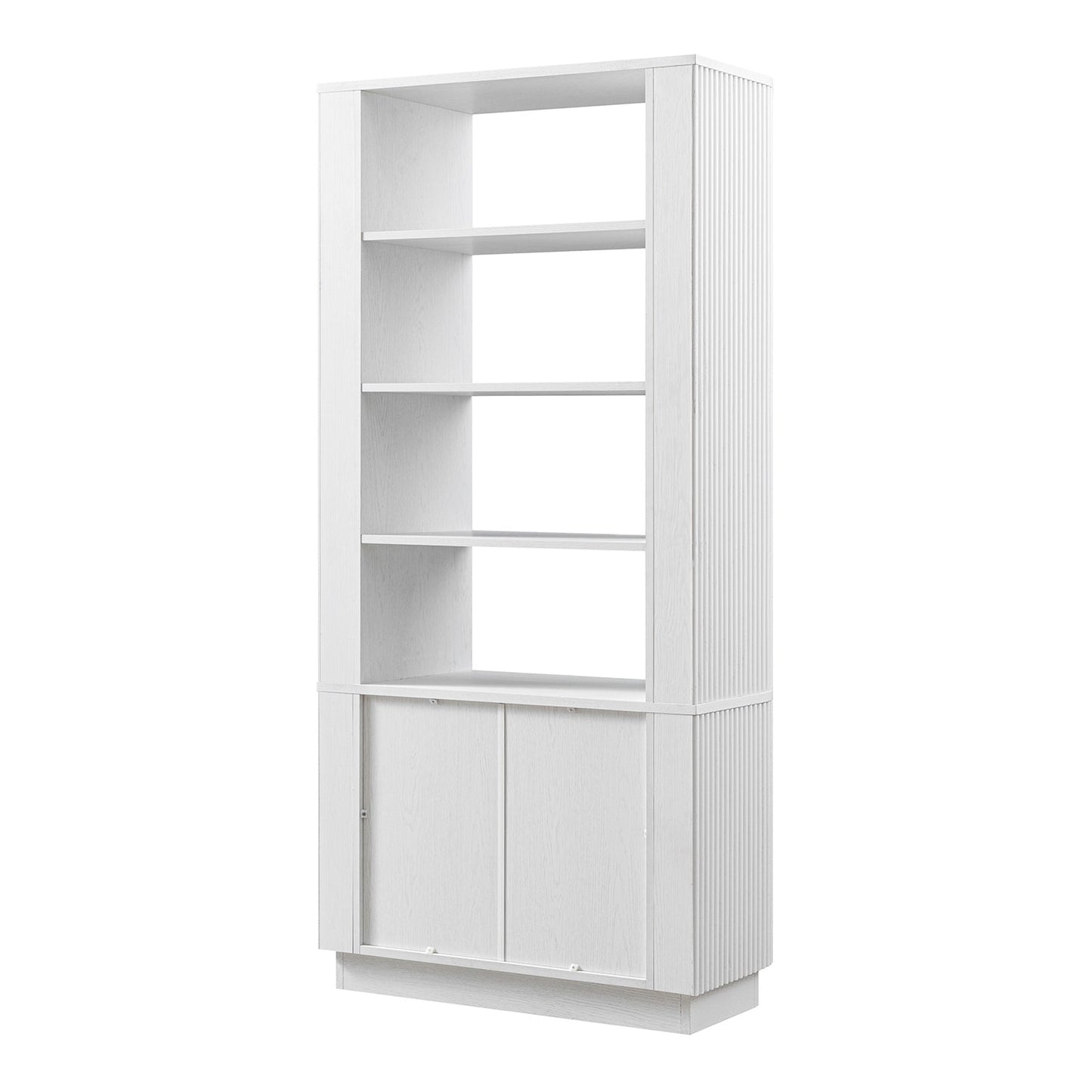 Bibliothèque Maru avec armoire, blanc délavé