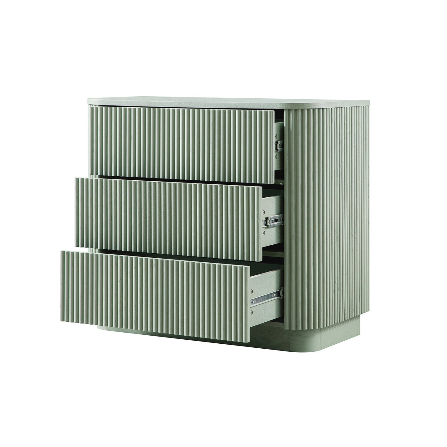 Commode 3 tiroirs Maru, vert sauge