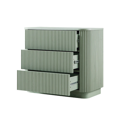 Commode 3 tiroirs Maru, vert sauge