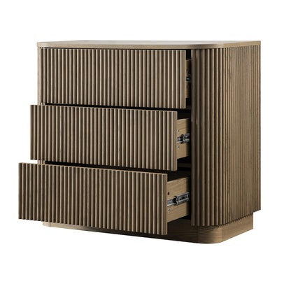 Commode 3 tiroirs Maru, chêne argenté