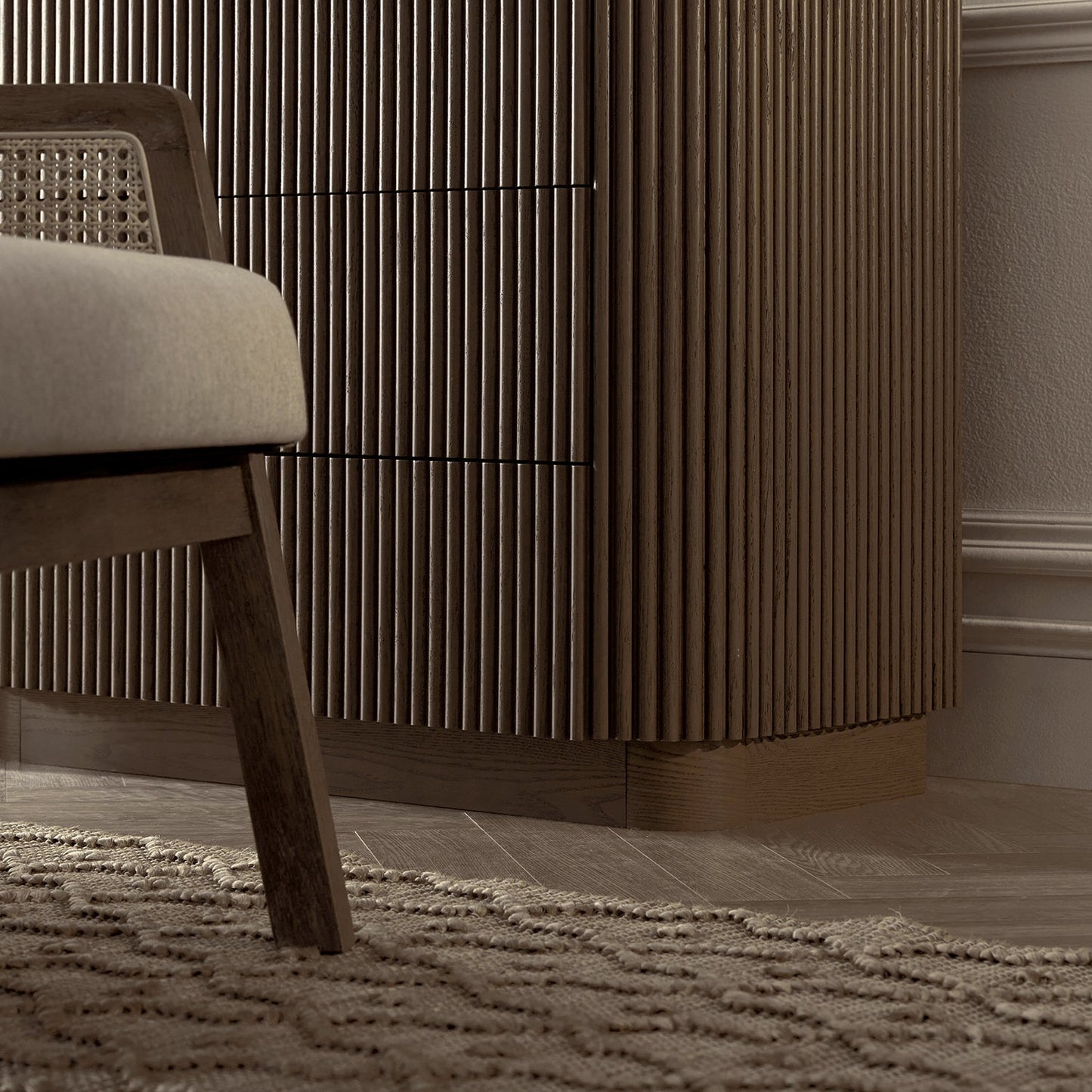 Commode 3 tiroirs Maru, chêne argenté