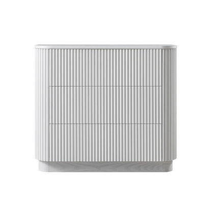 Commode 3 tiroirs Maru, blanc délavé