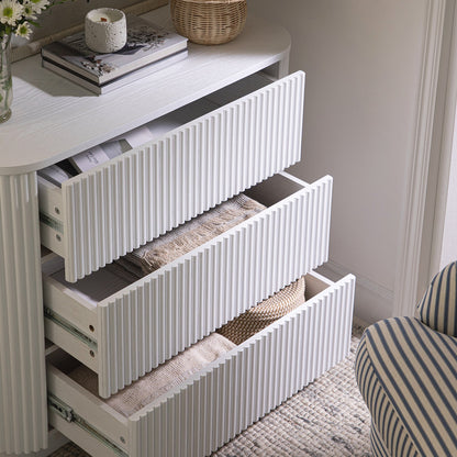 Commode 3 tiroirs Maru, blanc délavé