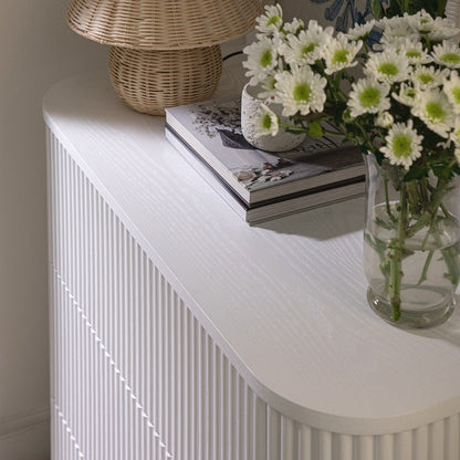 Commode 3 tiroirs Maru, blanc délavé