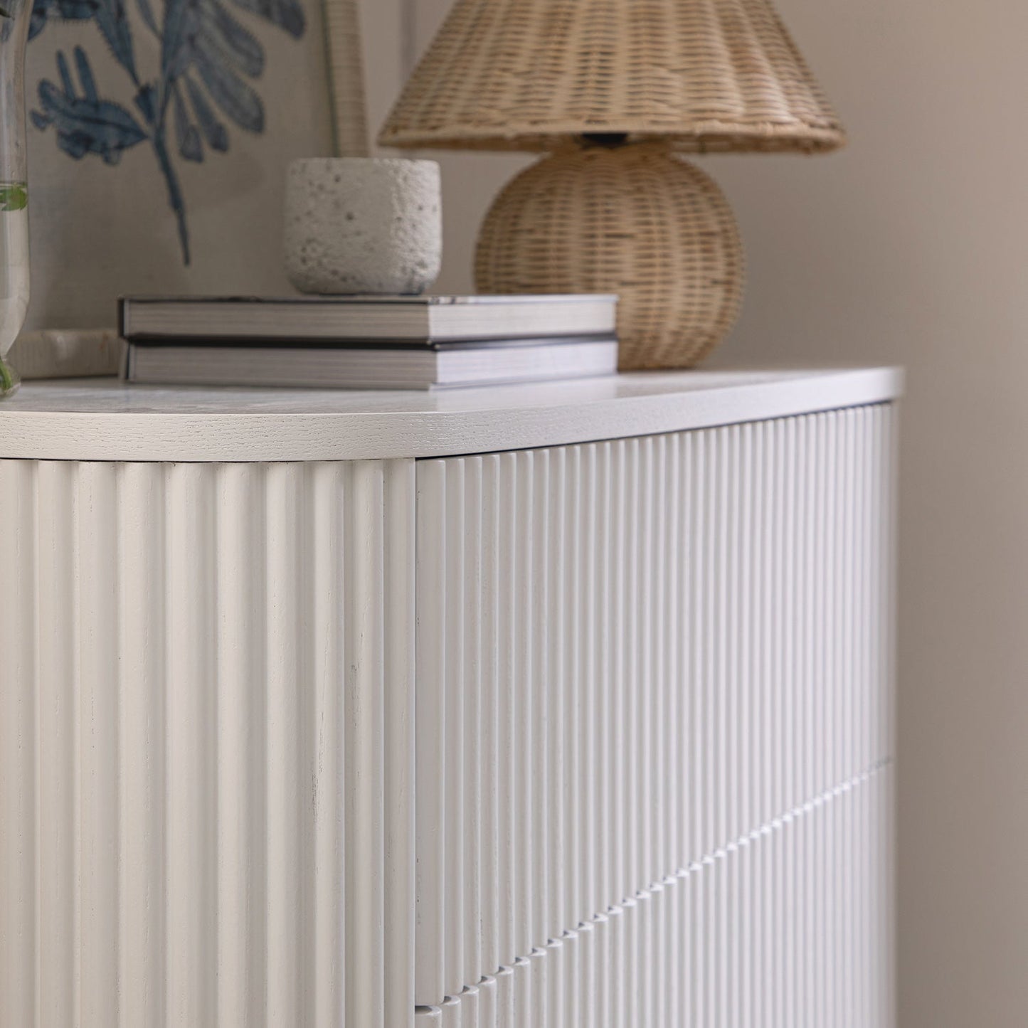 Commode 3 tiroirs Maru, blanc délavé