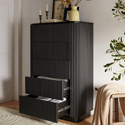 Commode 5 tiroirs Maru, noire