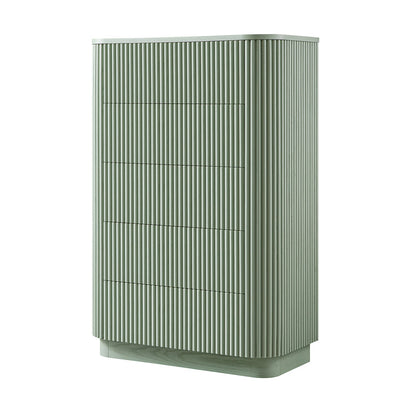 Commode 5 tiroirs Maru, vert sauge