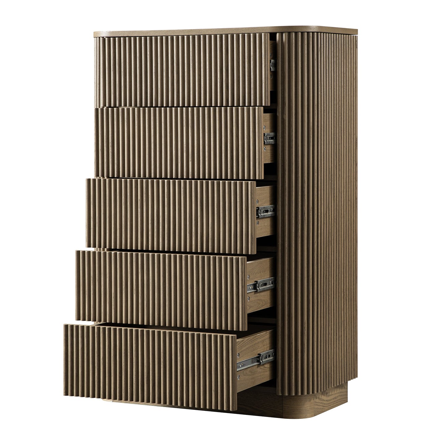 Commode Maru à 5 tiroirs, chêne argenté