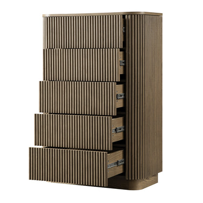 Commode Maru à 5 tiroirs, chêne argenté