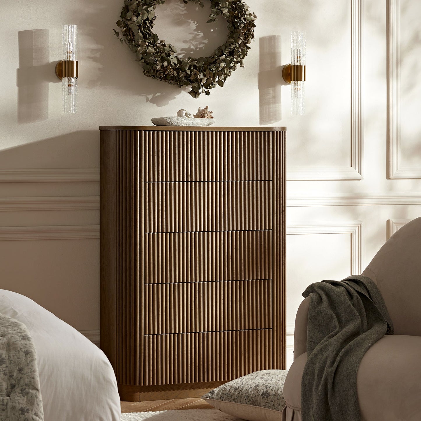 Commode Maru à 5 tiroirs, chêne argenté