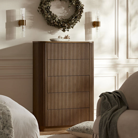 Commode Maru à 5 tiroirs, chêne argenté