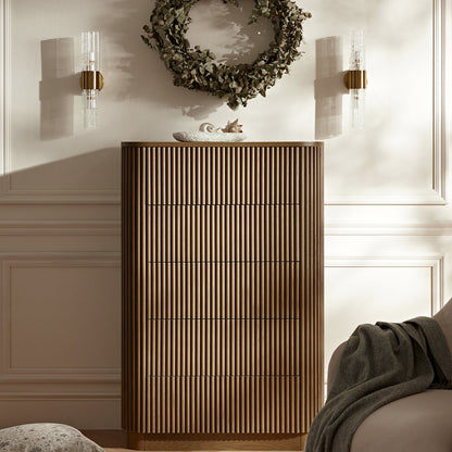 Commode Maru à 5 tiroirs, chêne argenté