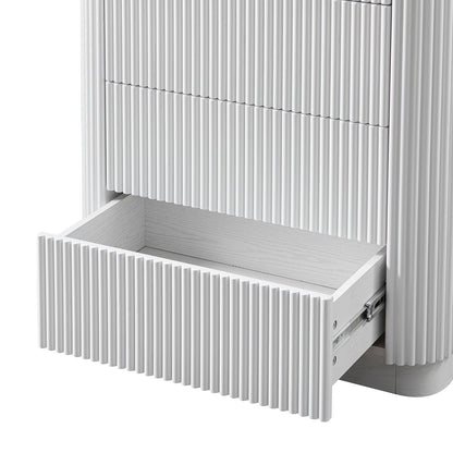 Commode Maru à 5 tiroirs, blanc délavé