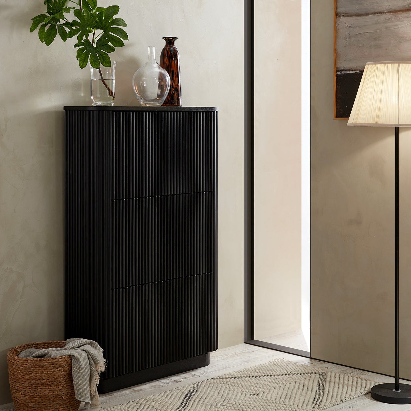 Meuble de rangement à chaussures Maru 3 portes, noir