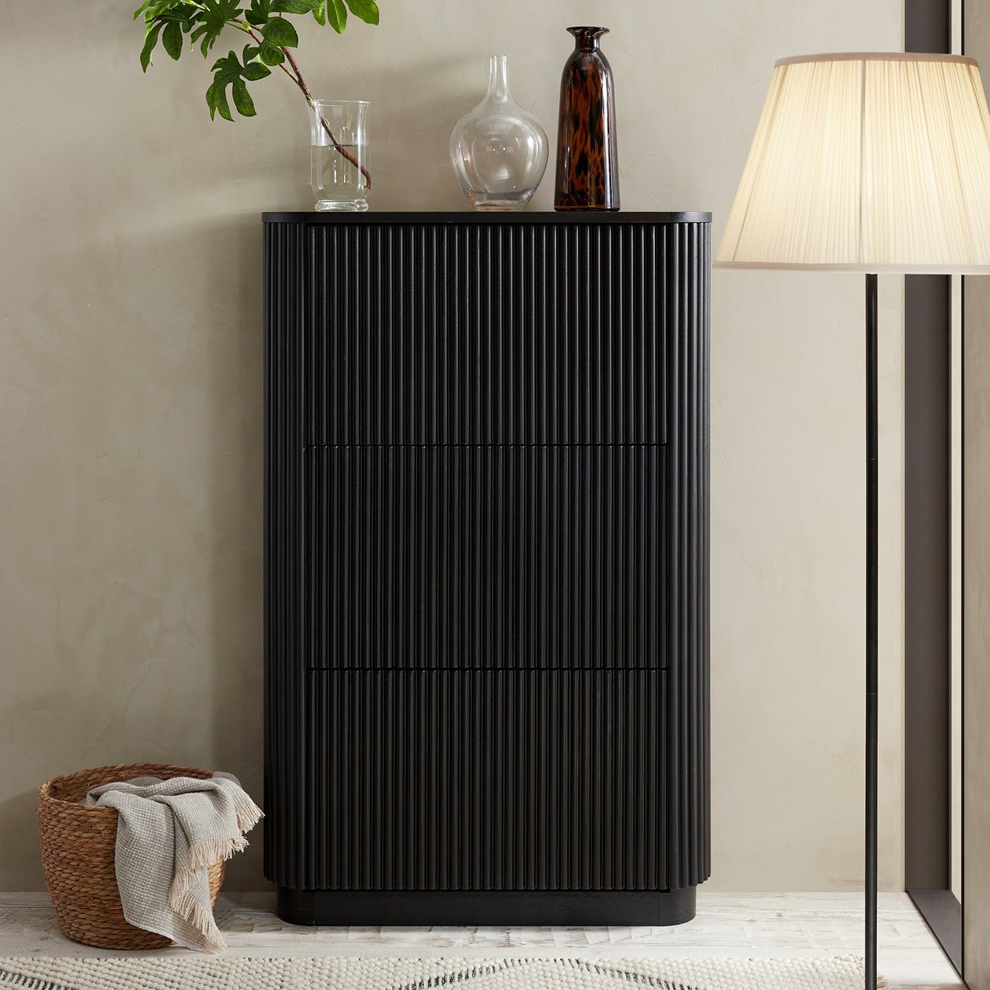 Meuble de rangement à chaussures Maru 3 portes, noir