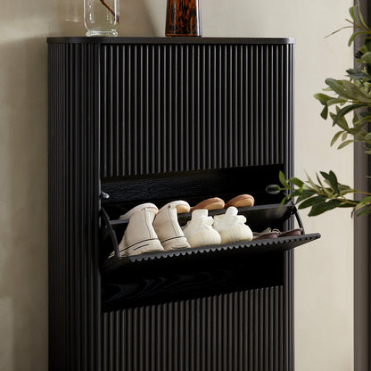 Meuble de rangement à chaussures Maru 3 portes, noir