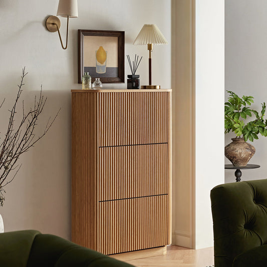 Meuble de rangement à chaussures Maru 3 portes, chêne