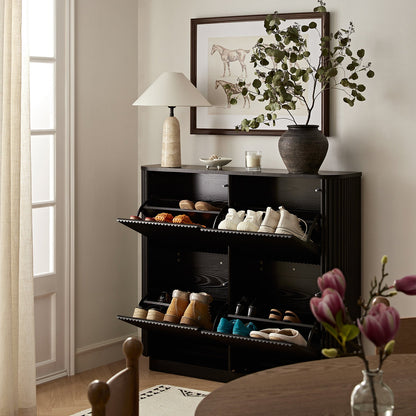 Armoire à chaussures Maru 4 portes, noire