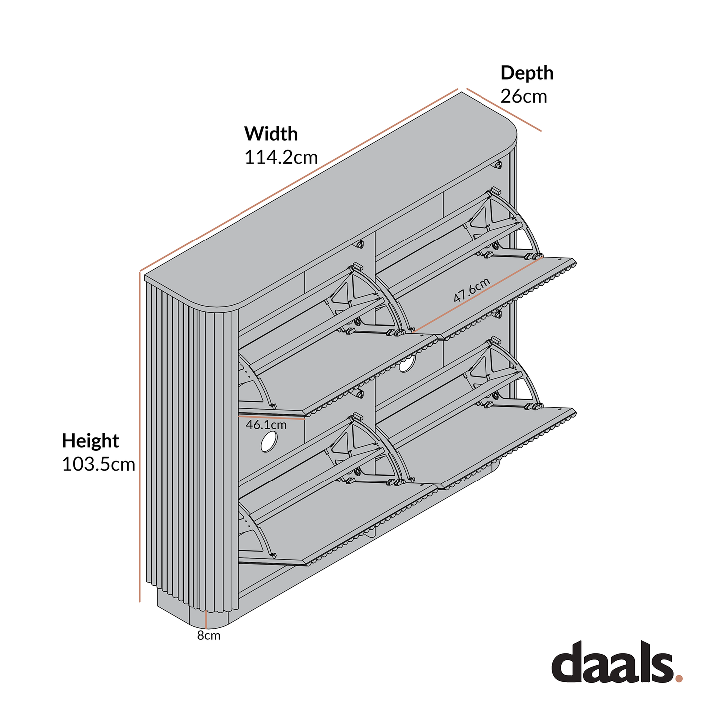 Armoire à chaussures Maru 4 portes, chêne