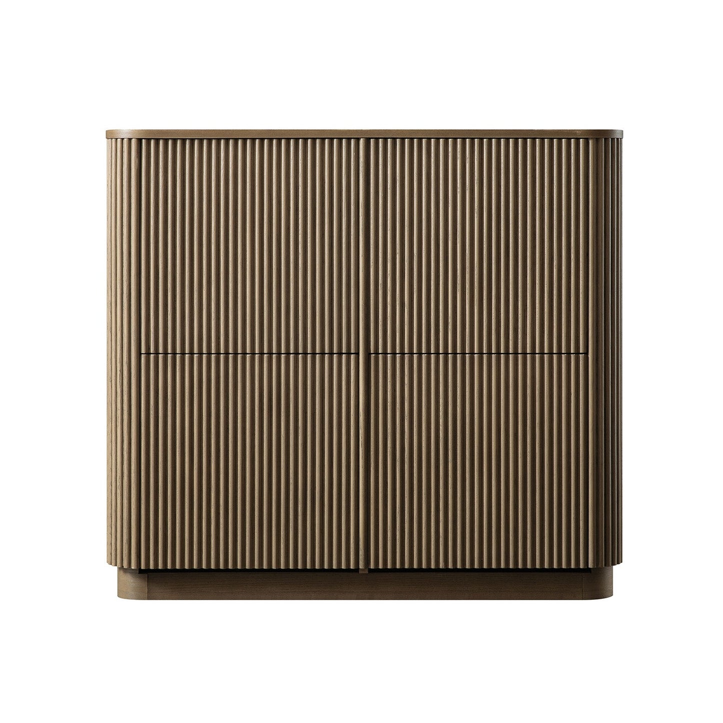 Meuble de rangement à chaussures Maru 4 portes, chêne argenté